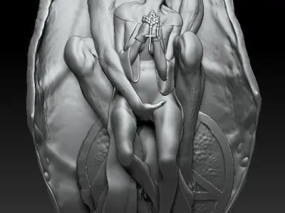 Diabolique statue of demon and woman 3D model