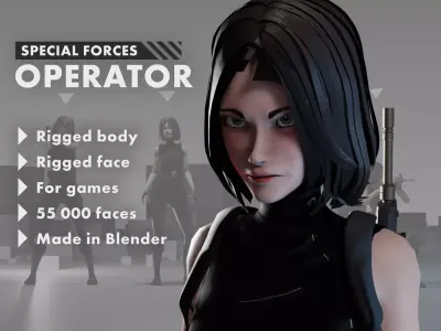 Battle Spec Ops Girl Operator Low-poly 3D model