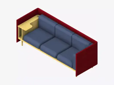 Sofa - Contemporary - Flame - Medium Work Shelf - Left Low-poly 3D model purchase