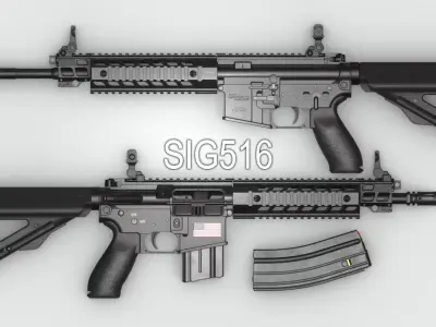 SIG Sauer SIG516 Assault Rifle - Game Asset Low-poly 3D model