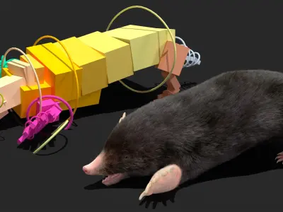 Mole Animal Fur Rigged 3D model