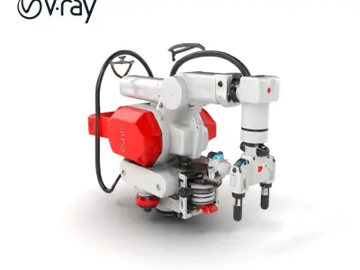 Industrial Painting Robot Model Pack with Extendable Arms Low-poly 3D model
