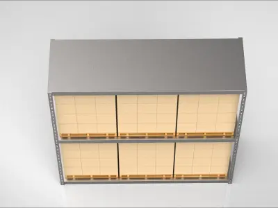 warehouse metal shelving rack with boxes 3D model