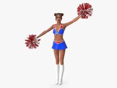 European Woman Dancer with Pompoms Rigged 3D model