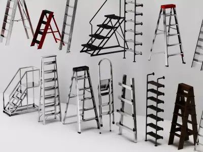 Industrial Ladder Collection Low-poly 3D model
