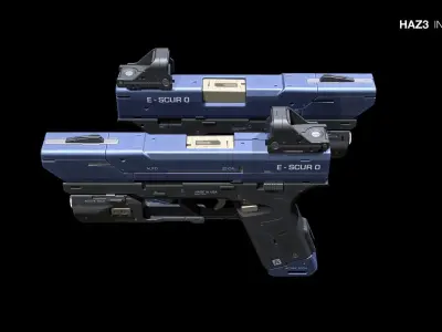 Sci-fi Pistol Low-poly 3D model 10