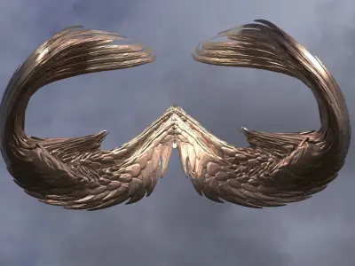 Spiral Elements Wings Curved 3D model