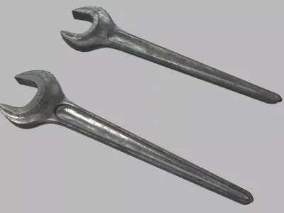 Single Open End Spanner Wrench PBR Game Ready Low-poly 3D model