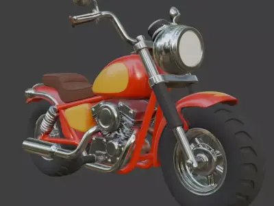 Cartoon Red Motorcycle 3D Model 3D model