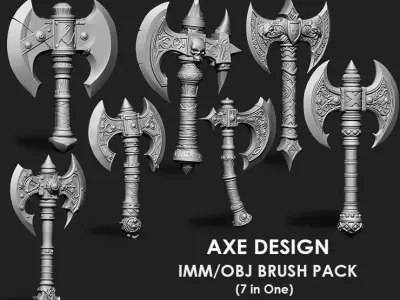 Axe IMM OBJ Brushes 7 in one 3D model