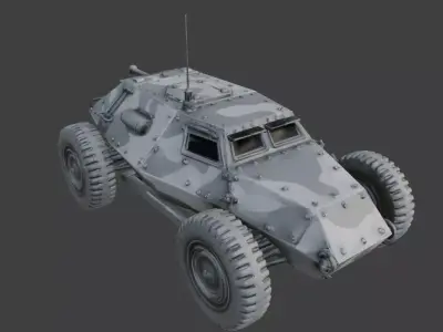 WWII Armored Recon Vehicle 3D Model Low-poly 3D model