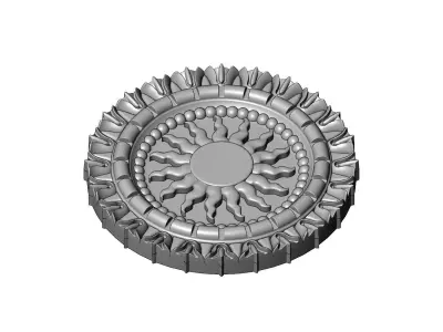 Sun and flower carved ceiling medallion rosette relief sculpture 3D print model