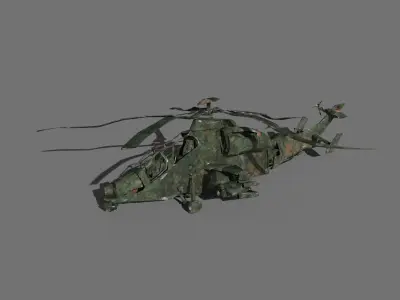 Ruined Wrecked Damaged Military Helicopter Low Poly Game Ready Free low-poly 3D model