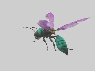 Cattleya Orchid bee flying model 3D model