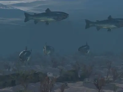 Fish Low poly Rigged 4K PBR Textures Game Ready  Low-poly 3D model