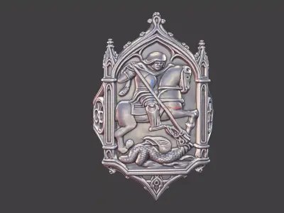 saint george gothic antique ring 3D print model