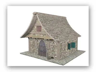 Medieval lowpoly buildings Low-poly 3D model