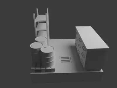  Low poly garage asset Free 3D model
