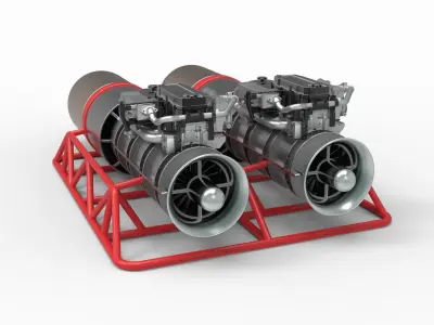 Jet engines with frame 3D model