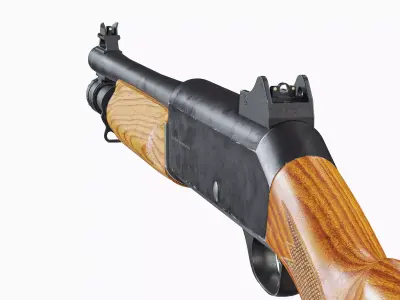 Benelli M4 Wooden Modular Shotgun Low-poly 3D model