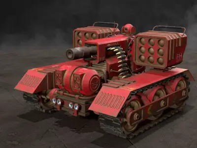UGV Concept-3B-Red-Rusty Low-poly 3D model