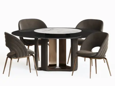 Dining Set table and chairs 3D model