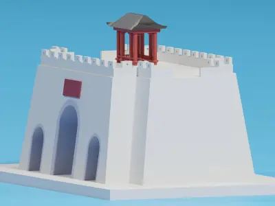 Chinese City Gate and Pavilion 3D model