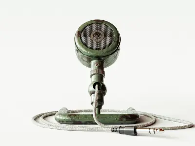 Vintage Antique Desk Microphone 3D model