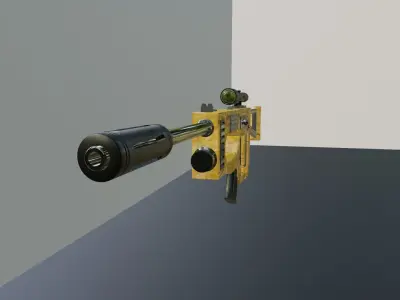 Space Sniper Rifle - Yellow Low-poly 3D model
