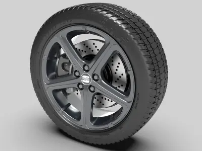 Orig 3D Seat VW rim wheel 7x17 BBS 4817 incl tyre and brake 3D model