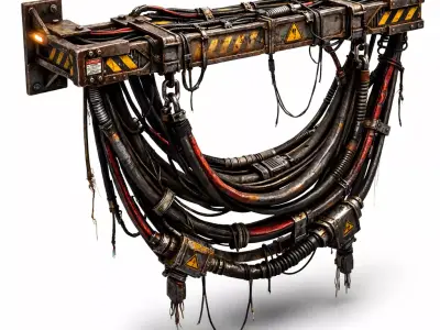 Sci-Fi Industrial Cable Bundle - Hanging Wires System -Low Poly Low-poly 3D model