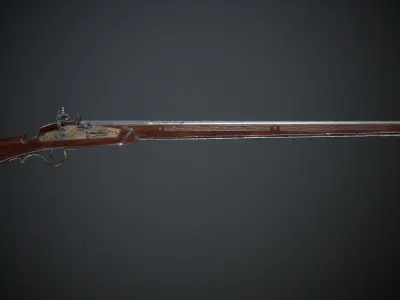 Long Flintlock Musket - model and textures Low-poly 3D model