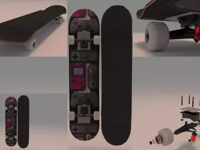 Arcade Gamepad Skateboard Skate 3D model