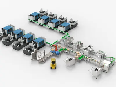 Automatic Plastic Parts Production Line 3D model