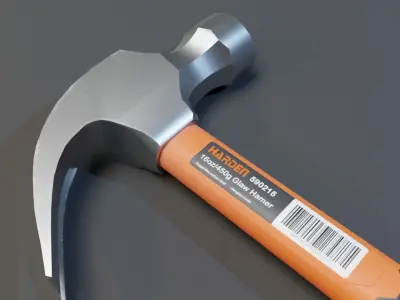 Realistic Hammer with PBR Texture Low-poly 3D model