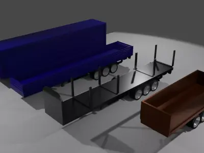 A set of trailers for trucks Low-poly 3D model