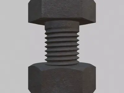 M10 Hex Bolts and Nuts with Rusty Iron Texture Fine Threads 3D model