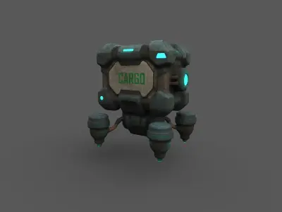 3D Cyberpunk Cargo Drone Crate  GameReady Low Poly Model Low-poly 3D model