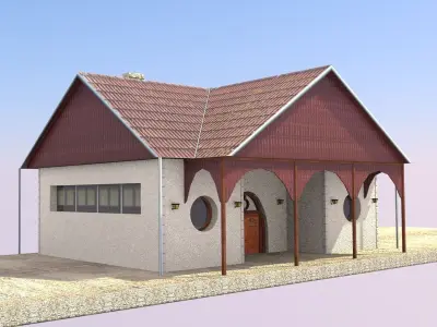 Train Station Low-poly 3D model