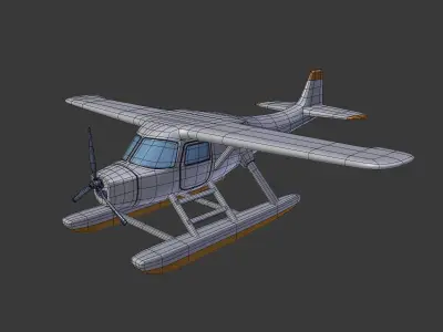 Cartoon Sea Plane - Seaplane Low-poly 3D model