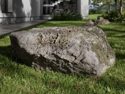  Cool Toned Low Mossy Smooth Large Rock Boulder Model  purchase
