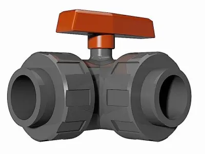 PVC Three-way Ball Valves - Socket Ends Free 3D model