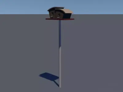 Birdhouse bird house on pole Low-poly 3D model