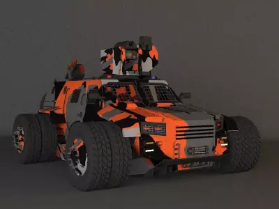 war truck orange rigged 3D model