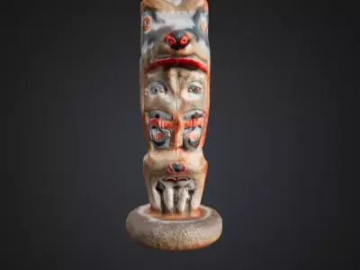 Haida Totem - Low-poly 3D Model with PBR and 2K Textures Free 3D model