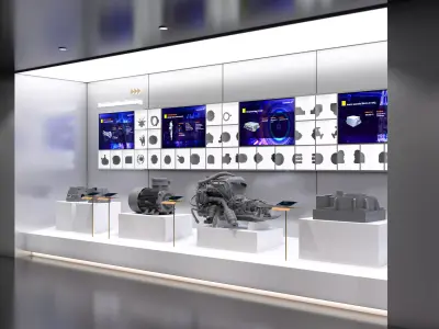 Indoor exhibition hall for industrial parts and components 3D model