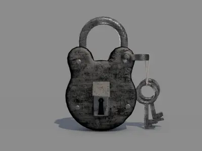 Medieval Padlock t1 3D model