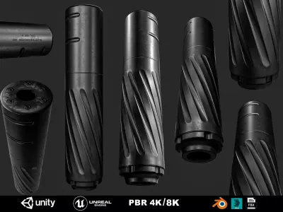 Gun Silencer Low-poly 3D model