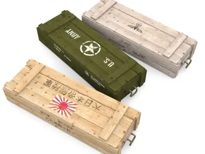Army crates WWII collection Low-poly 3D model