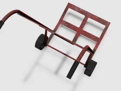Red Rusted Hand Truck Low-poly 3D model